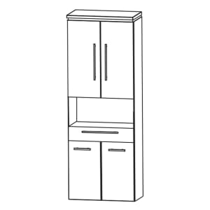 Puris Cool Line Hochschrank 60 x 30 x 164 cm mit 1 Auszug, 1 offenem Fach und 4 Türen, Griff 295