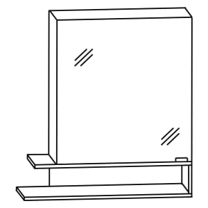 Puris c!mano Serie B Spiegelschrank 75 x 80 cm mit 1 Tür, Anschlag links und Regal links geöffnet