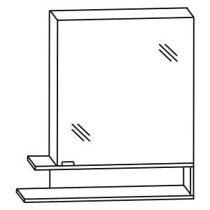 Puris c!mano Serie B Spiegelschrank 75 x 80 cm mit 1 Tür, Anschlag rechts und Regal links geöffnet