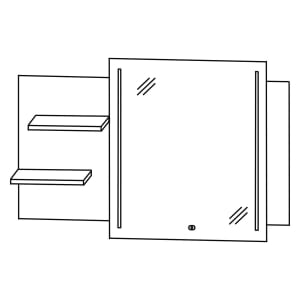 Puris c!mano Badspiegel 120 x 80 cm mit 2 LED-Streifen und Ablagen links