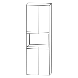 Puris c!puro Hochschrank 60 cm mit 4 Türen, 1 offenes Fach, Griff 352