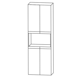 Puris c!puro Hochschrank 60 cm mit 2 Türen, 1 offenes Fach, Wäschekippe, Griff 351