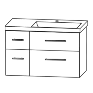 Puris c!mano Waschtischset 92 cm mit Waschtisch, Ablage links und 2 Unterschränken, Griff 289