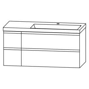 Puris c!puro Waschtischset 122 cm mit Waschtisch, Ablage links und Unterschränken mit 4 Auszügen,  Griff 351
