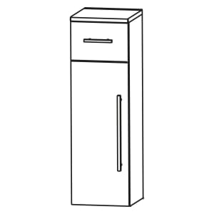 Puris Linea Highboard 30 x 30 x 81,6 cm mit 1 Tür, Anschlag links, 1 Schubkasten, Griff 350