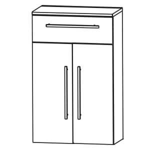 Puris Linea Highboard 60 x 30 x 81,6 cm mit 2 Türen, 1 Schubkasten, Griff 350