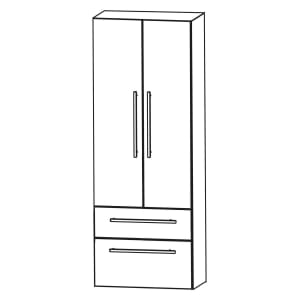 Puris Linea Hochschrank 60 x 30 x 160 cm mit 2 Türen, 1 Schubkasten, 1 Auszug, Griff 350