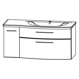 Puris Linea Waschtisch mit Unterschrank 101,2 cm mit LED-Beleuchtung, Tür links, Griff 350