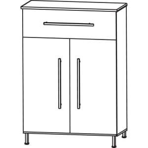 Puris Quada Highboard 60 x 30 x 94,8 cm mit 1 Schubkasten und 2 Türen, Griff 335