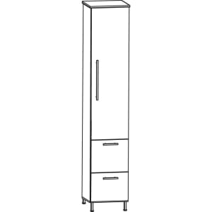 Puris Quada Hochschrank 40 x 30 x 174,8 cm mit 2 Auszügen und 1 Tür, Anschlag rechts, Griff 335