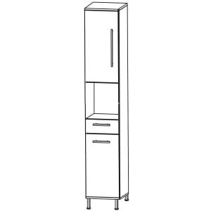 Puris Quada Hochschrank 40 x 30 x 174,8 cm mit 1 Schubkasten, 1 offenem Fach und 2 Türen, Anschlag links, Griff 335