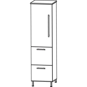 Puris Quada Mittelschrank 40 x 30 x 126,8 cm mit 2 Auszügen und 1 Tür Anschlag links, Griff 335