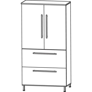 Puris Quada Mittelschrank 60 x 30 x 126,8 cm mit 2 Auszügen und 2 Türen, Griff 335