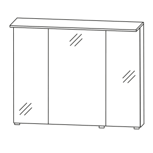 Puris Quada Spiegelschrank 120 cm mit Gesimsboden inkl. LED-Beleuchtung