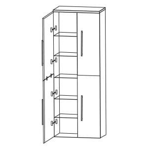 Puris Star Line Hochschrank 60 x 30 x 162,8 cm mit 2 mal 2 verlaschten Türen, Griff 339