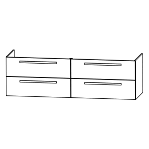 Puris Star Line Waschtischunterschrank 160 x 47 x 48 cm, für Mineralgusswaschtische, mit 4 Auszügen, Griff 329