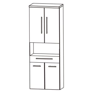Puris Swing Hochschrank 60 x 30 x 162,8 cm mit 1 Schubkasten, 1 offenem Fach und 4 Türen