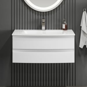 Puris Vora Badmöbel-Set 91,2 cm evermite Waschtisch mit Unterschrank