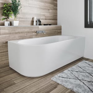 Riho Desire Corner Back-2-Wall Vorwand-Badewanne 170 x 77 cm, links, mit Riho Fall und LED Beleuchtung