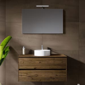 Riho Porto Bowls Badmöbel-Set mit Unterschrank mit 2 Schubladen, Waschtisch und Spiegel, 100 cm