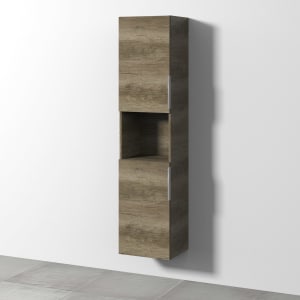 Sanipa 3way Hochschrank 40 cm, 1 offenes Fach, 2 Türen mit Türanschlag links, mit Aufsatzgriff