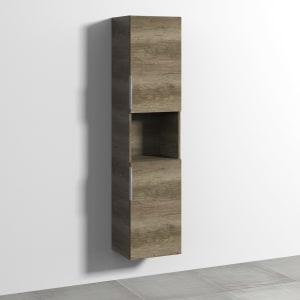 Sanipa 3way Hochschrank 40 cm, 1 offenes Fach, 2 Türen mit Türanschlag rechts, mit Aufsatzgriff schwarz matt