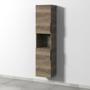 Sanipa 3way Hochschrank 40 cm, 1 offenes Fach, 2 Türen mit Türanschlag links, mit Aufsatzgriff schwarz matt