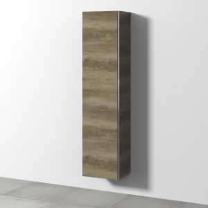 Sanipa 3way Hochschrank 40 cm tiefenreduziert, 1 Tür mit Türanschlag links, mit Griffleisten schwarz matt