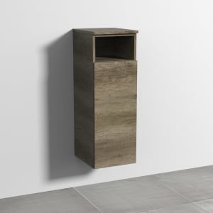 Sanipa 3way Mittelschrank 30 cm, 1 Tür mit Anschlag rechts, 1 offenes Fach, Push to open