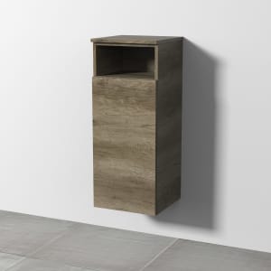 Sanipa 3way Mittelschrank 35 cm, 1 Tür mit Anschlag links, 1 offenes Fach, Push to open