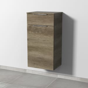 Sanipa 3way Mittelschrank 45 cm, 1 Auszug, 1 Wäschekorbklappe, mit Aufsatz-Griff