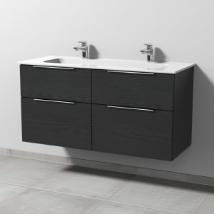 Sanipa 3way Kombination mit Keramik-Doppelwaschtisch Design 120 cm, 4 Auszüge mit Aufsatz-Griff