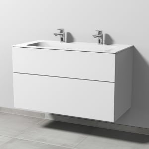 Sanipa 3way Kombination mit Keramik-Doppelwaschtisch Finion 100 cm, 2 Auszüge mit Push to open