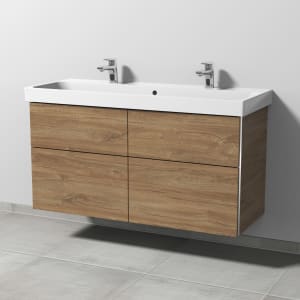 Sanipa 3way Keramik Doppelwaschtisch ProSmart mit Waschtischunterschrank 120 x 47 cm, mit 4 Auszügen