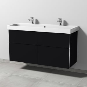 Sanipa 3way Keramik Doppelwaschtisch ProSmart mit Waschtischunterschrank 120 x 47 cm, mit 4 Auszügen