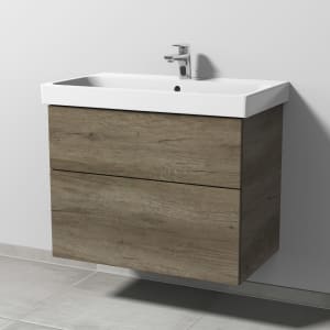 Sanipa 3way Keramikwaschtisch ProSmart mit Waschtischunterschrank 80 x 47 cm, mit 2 Auszügen