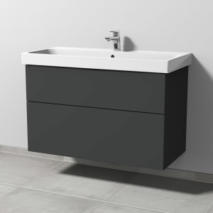 Sanipa 3way Keramikwaschtisch ProSmart mit Waschtischunterschrank 100 x 47 cm, mit 2 Auszügen