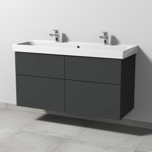 Sanipa 3way Keramik Doppelwaschtisch ProSmart mit Waschtischunterschrank 120 x 47 cm, mit 4 Auszügen