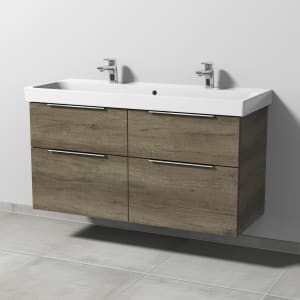 Sanipa 3way Keramik Doppelwaschtisch ProSmart mit Waschtischunterschrank 120 x 47 cm, mit 4 Auszügen