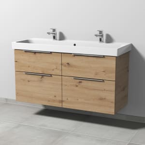 Sanipa 3way Keramik Doppelwaschtisch ProSmart mit Waschtischunterschrank 120 x 47 cm, mit 4 Auszügen