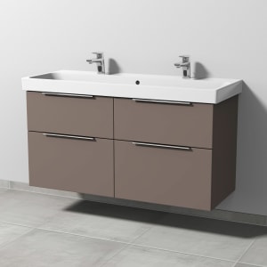 Sanipa 3way Keramik Doppelwaschtisch ProSmart mit Waschtischunterschrank 120 x 47 cm, mit 4 Auszügen