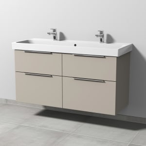 Sanipa 3way Keramik Doppelwaschtisch ProSmart mit Waschtischunterschrank 120 x 47 cm, mit 4 Auszügen