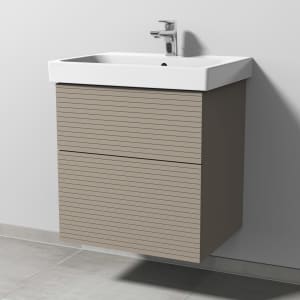 Sanipa 3way-Struktur Keramikwaschtisch ProSmart mit Waschtischunterschrank 60 x 47 cm, 2 Auszüge