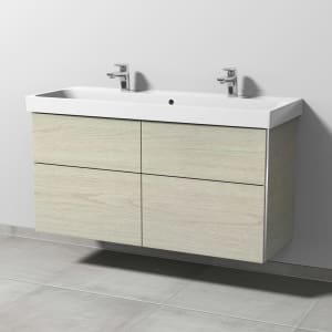 Sanipa 3way Keramik Doppelwaschtisch ProSmart mit Waschtischunterschrank 120 x 47 cm, mit 4 Auszügen