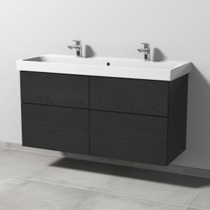 Sanipa 3way Keramik Doppelwaschtisch ProSmart mit Waschtischunterschrank 120 x 47 cm, mit 4 Auszügen