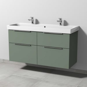 Sanipa 3way Keramik Doppelwaschtisch ProSmart mit Waschtischunterschrank 120 x 47 cm, mit 4 Auszügen