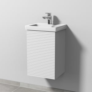 Sanipa 3way-Struktur Keramikwaschtisch Subway 3.0 mit Waschtischunterschrank 37 x 30,5 cm, Türanschlag links