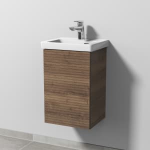 Sanipa 3way-Struktur Keramikwaschtisch Subway 3.0 mit Waschtischunterschrank 37 x 30,5 cm, Türanschlag links