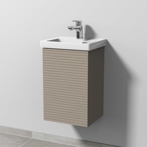 Sanipa 3way-Struktur Keramikwaschtisch Subway 3.0 mit Waschtischunterschrank 37 x 30,5 cm, Türanschlag links