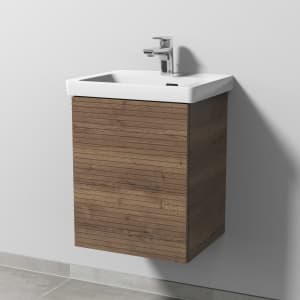 Sanipa 3way-Struktur Keramikwaschtisch Subway 3.0 mit Waschtischunterschrank 45 x 37 cm, Türanschlag links